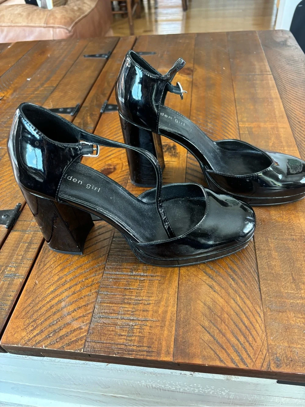 Madden Girl Black Patent Platform Mary Jane Heels